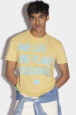 Dsquared2 Iconic BEIGE/YELLOW One Life Partially Recycled Cotton T-Shirt D2 BEIGE