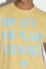 Dsquared2 Iconic BEIGE/YELLOW One Life Partially Recycled Cotton T-Shirt D2 BEIGE - Image 3