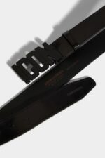 Dsquared2 Iconic BLACK Be Icon Plaque Belt - Image 4