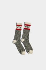 Dsquared2 Iconic Black Mouline Mid-Crew Socks