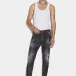 Dsquared2 Iconic Black Ripped Knee Wash Skater Jeans