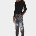 Dsquared2 Iconic Black Ripped Wash Skater Jeans