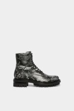 Dsquared2 Iconic BLACK Scribbles Combat Ankle Boots - Image 2