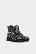 Dsquared2 Iconic BLACK Scribbles Combat Ankle Boots - Image 4