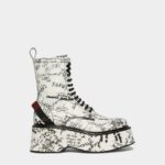 Dsquared2 Iconic BLACK Scribbles Combat Ankle Boots D2