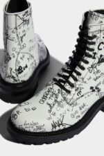 Dsquared2 Iconic BLACK Scribbles Combat Ankle Boots-D2 - Image 4