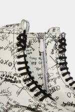Dsquared2 Iconic BLACK Scribbles Combat Ankle Boots D2 - Image 4