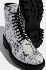 Dsquared2 Iconic BLACK Scribbles Combat Ankle Boots-D2 - Image 5