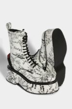 Dsquared2 Iconic BLACK Scribbles Combat Ankle Boots D2 - Image 5