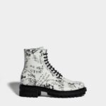 Dsquared2 Iconic BLACK Scribbles Combat Ankle Boots-D2
