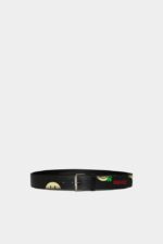 Dsquared2 Iconic BROWN/BLACK Smiley Cowhide Belt D2 BROWN - Image 2