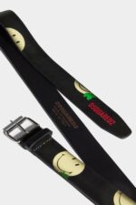 Dsquared2 Iconic BROWN/BLACK Smiley Cowhide Belt D2 BROWN - Image 3