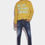 Dsquared2 Iconic Brown Tab Partially Organic Cotton Skater Jeans D2 BLUE