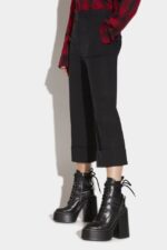 Dsquared2 Iconic Cuffed Bell Bottom Trousers D2 BLACK - Image 4