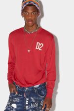 Dsquared2 Iconic D2 Round Neck Sweater RED/BLACK
