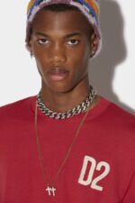 Dsquared2 Iconic D2 Round Neck Sweater RED/BLACK - Image 3