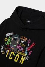 Dsquared2 Iconic D2Kids Hoodie BLACK - Image 3