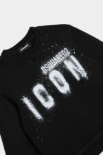 Dsquared2 Iconic D2Kids Icon Spray Sweatshirt BLACK/WHITE - Image 3