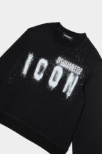 Dsquared2 Iconic D2Kids Icon Spray Sweatshirt BLACK/WHITE - Image 4
