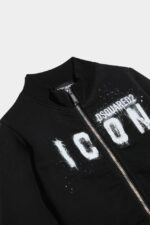 Dsquared2 Iconic D2Kids Icon Spray Zipped Sweater FUCHSIA/BLACK - Image 3