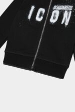 Dsquared2 Iconic D2Kids Icon Spray Zipped Sweater FUCHSIA/BLACK - Image 4