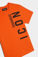 Dsquared2 Iconic D2Kids Icon T-Shirt WHITE/ORANGE - Image 3