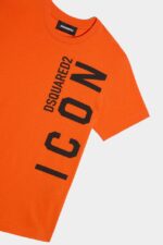 Dsquared2 Iconic D2Kids Icon T-Shirt WHITE/ORANGE - Image 4