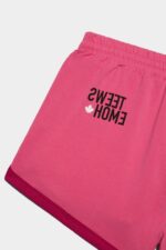 Dsquared2 Iconic D2Kids Sweatshorts CAMELLIA ROSE/WHITE - Image 4