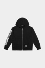 Dsquared2 Iconic D2Kids Zipped Hoodie BLACK/TANGO RED
