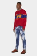 Dsquared2 Iconic Dark Cloudy Bleach Wash Skater Jeans - Image 3