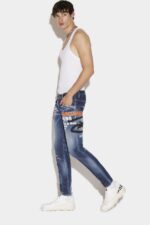 Dsquared2 Iconic Dark Ripped Blue Wash Skater Jeans