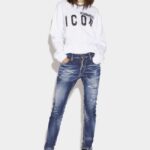 Dsquared2 Iconic Dark Ripped Blue Wash Skinny Dan Jeans