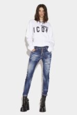 Dsquared2 Iconic Dark Ripped Blue Wash Skinny Dan Jeans