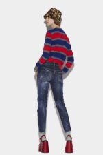 Dsquared2 Iconic Dark Ripped Red&Blue Spots Wash Jennifer Jeans - Image 2