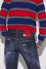 Dsquared2 Iconic Dark Ripped Red&Blue Spots Wash Jennifer Jeans - Image 4