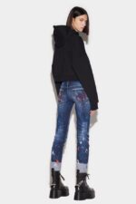 Dsquared2 Iconic Dark Splatter Wash Jennifer Cropped Jeans - Image 2