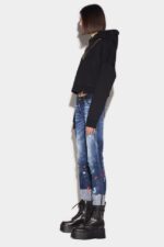 Dsquared2 Iconic Dark Splatter Wash Jennifer Cropped Jeans - Image 3