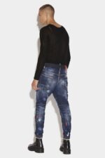 Dsquared2 Iconic Dark Splatter&Light White Paint Wash Elastic Combat Jeans - Image 3