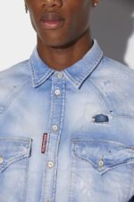Dsquared2 Iconic Dropped Shoulder Shirt D2 BLUE - Image 4