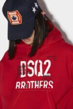 Dsquared2 Iconic Dsq2 Bro Hoodie RED/BLACK - Image 3