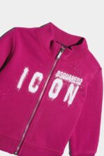 Dsquared2 Iconic FUCHSIA D2Kids Icon Spray Zipped Sweater - Image 3