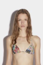 Dsquared2 Iconic Graffiti All Over Bikini Top BLACK D2
