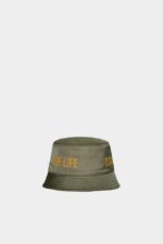 Dsquared2 Iconic GREEN/POPPY RED One Life Recycled Nylon Bucket Hat - Image 4
