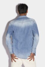 Dsquared2 Iconic Green Tab Cotton Western Shirt BLUE D2 - Image 2