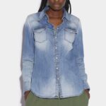 Dsquared2 Iconic Green Tab Cotton Western Shirt BLUE D2 BLUE