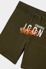 Dsquared2 Iconic GREEN/WHITE DS2 Kids Icon Forever Sweatshorts - Image 4