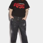 Dsquared2 Iconic Honey Black Wash Curvy Baggy Jeans