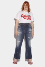 Dsquared2 Iconic Honey Dark Wash High Waisted Bell Bottom Jeans - Image 3