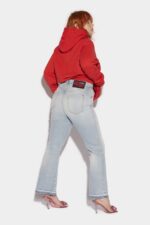 Dsquared2 Iconic Honey Light Wash High Waisted Bell Bottom Jeans - Image 2