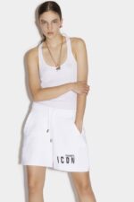 Dsquared2 Iconic Icon Spray Sweat Shorts WHITE/BLACK - Image 3
